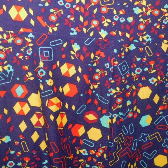 LuLaroe Blue Geometric Floral Multicolor Womens Leggings OS size 2 -10 - Picture 9 of 9